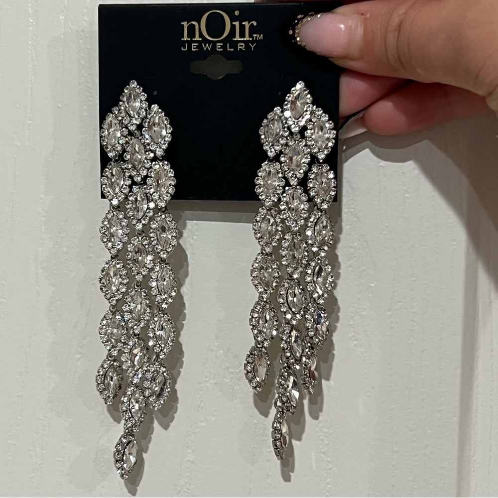 nOir Jewelry Silver Statement Earrings